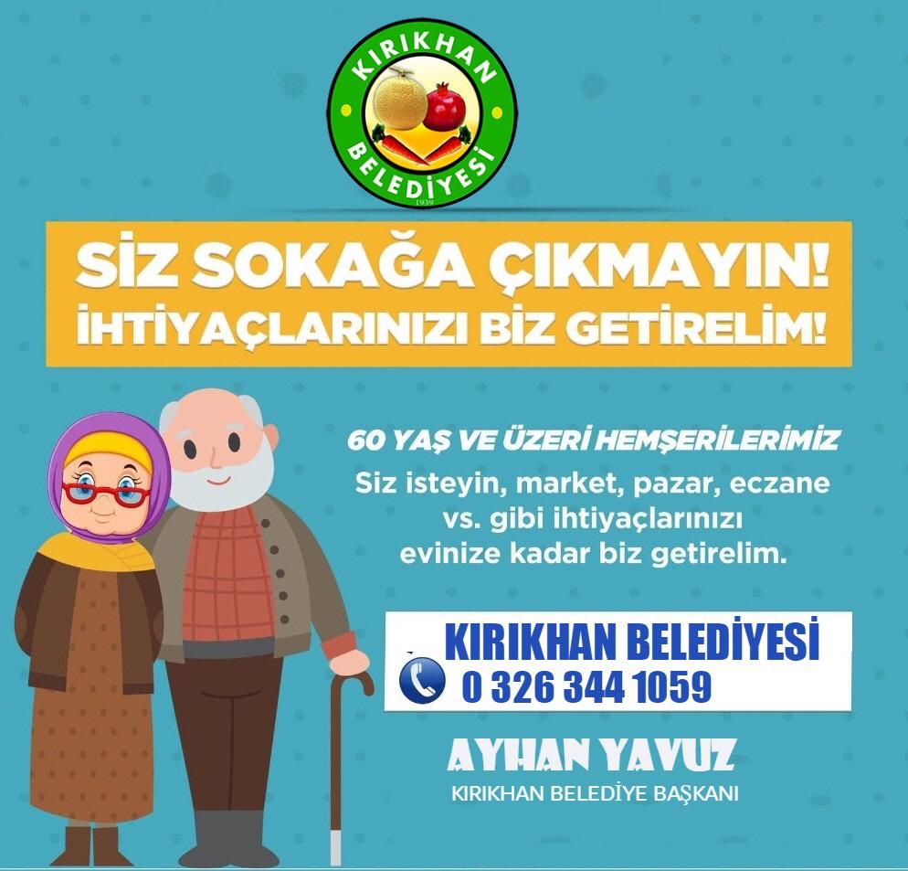 KIRIKHAN’DA 60 YAŞ ÜZERİNDEKİ VATANDAŞLARA ALIŞVERİŞ HİZMETİ