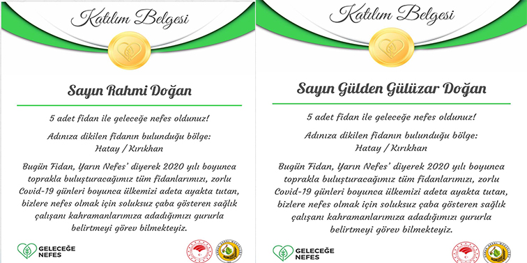 Bir fidan da Vali Doğan ve Eşi’nden