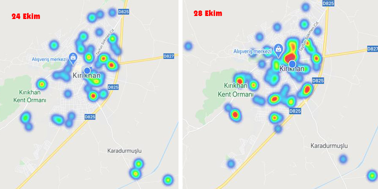 KIRIKHAN’IN KORONAVİRÜS HARİTASI . GÜN GÜN SAYI YÜKSELİYOR