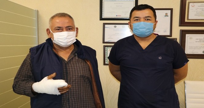 Kopan parmağı yerine dikildi