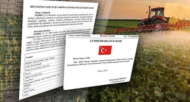 TARIMSAL DESTEKLER AÇIKLANDI