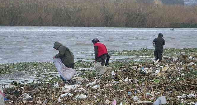 Sahile vuran odunlar kışlık yakacakları oldu