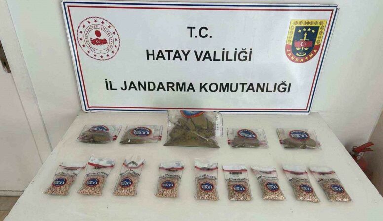 Ağaçın altından uyuşturucu hap ve esrar çıktı