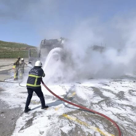 Park halindeki tır alevlere teslim oldu